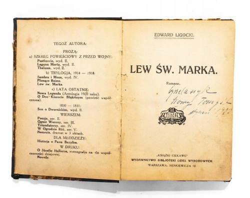 STARA KSIĄŻKA LEW ŚWIĘTEGO MARKA 1923