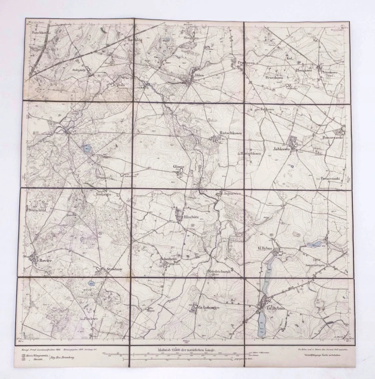 STARA MAPA - WOJ. WIELKOPOLSKIE, RYBNO, JABŁKOWO, POMARZANKI I OKOLICE 1911