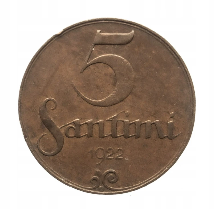 ŁOTWA 5 SANTIM 1922 ROK st.3+