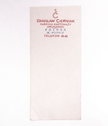 REKLAMA STANISŁAW CIERNIAK, FABRYKA KARTONAŻY, DRUKARNIA, POZNAŃ II RP