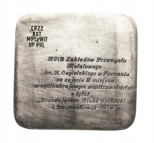 MEDAL 3 MIEJSCE, PRZODUJĄCY KLUB TECHNIKI I RACJONALIZACJI, HCP POZNAŃ 1976