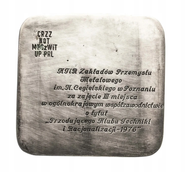 MEDAL 3 MIEJSCE, PRZODUJĄCY KLUB TECHNIKI I RACJONALIZACJI, HCP POZNAŃ 1976