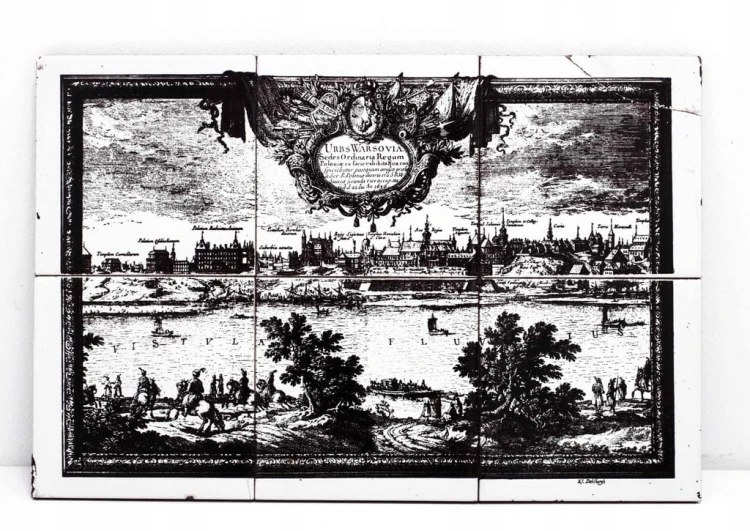 STARY OBRAZ WARSZAWA 1656 (miedzioryt Dahlbergh na płytkach)