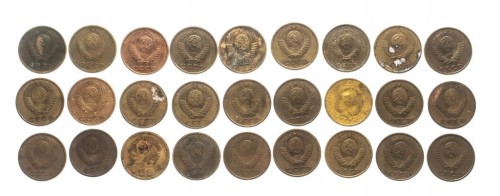 Rosja, ZSRR, zestaw monet obiegowych, 2 kopiejki 1935-1989