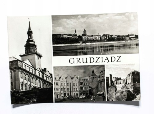 GRUDZIĄDZ - URZĄD MIEJSKI, WISŁA, RYNEK, MURY MIEJSKIE l. 70