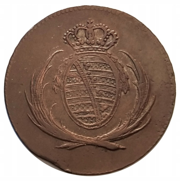 Niemcy, Saksonia, 4 fenigi 1808 H, miedź