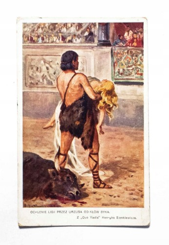 STARA POCZTÓWKA - SIENKIEWICZ, QUO VADIS, OCALENIE LIGII PRZEZ URZUSA II RP