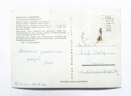 OŚWIĘCIM, BRZEZINKA - POMNIK OFIAR FASZYZMU NA TERENIE OBOZU 1972