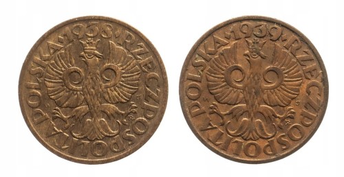 Polska, II Rzeczpospolita (1918-1939), zestaw 2 grosze 1938, 1939 Warszawa