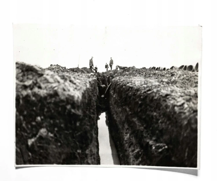 STARA FOTOGRAFIA - SPÓŁKA WODNA, REGULACJA MAŁEJ MOGILNICY, PODRZEWIE 1930