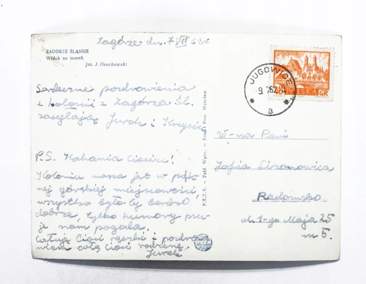 ZAGÓRZE ŚLĄSKIE - WIDOK NA ZAMEK 1962