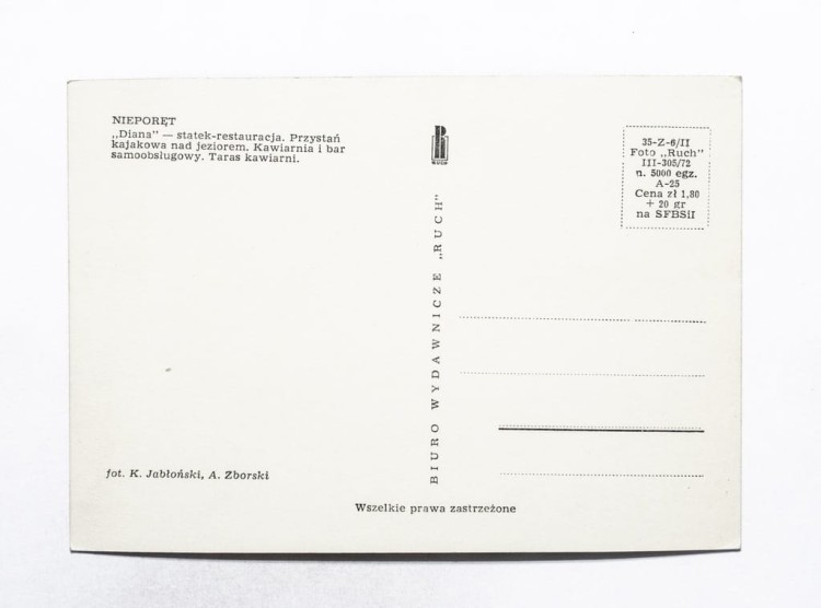 NIEPORĘT - DIANA, STATEK RESTAURACJA, PRZYSTAŃ KAJAKOWA, KAWIARNIA l. 70
