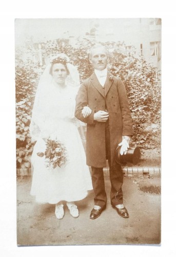 STARA FOTOGRAFIA - PANNA MŁODA, ŚLUB 1918