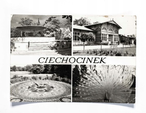 CIECHOCINEK - FONTANNA GRZYBEK, ZEGAR KWIATOWY, PIJALNIA, BISŁY PAW 1975
