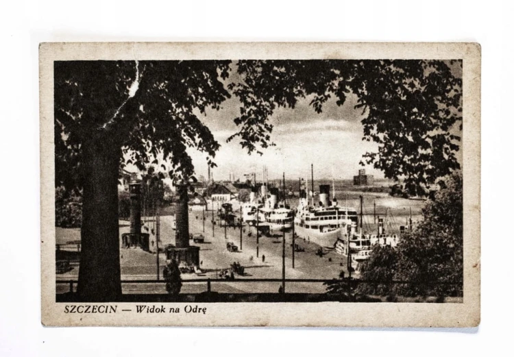 SZCZECIN - WIDOK NA ODRĘ, PORT 1951