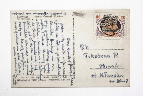GLIWICE - POMNIK CHOPINA W PARKU IM. CHOPINA 1956
