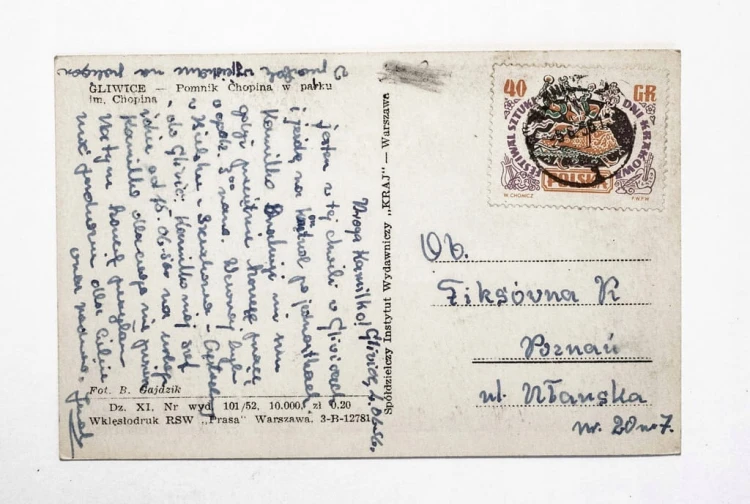 GLIWICE - POMNIK CHOPINA W PARKU IM. CHOPINA 1956