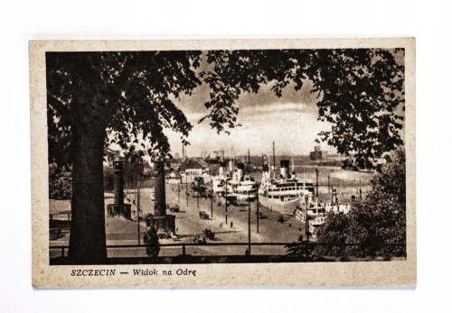 SZCZECIN - WIDOK NA ODRĘ, PORT 1952