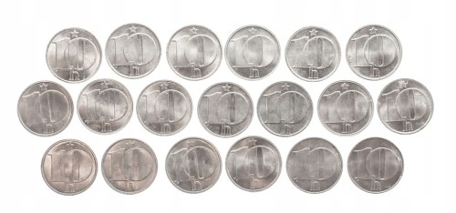 Czechosłowacja, zestaw monet obiegowych, 10 halerzy 1975-1992