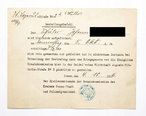STARY DOKUMENT NIEMIECKI CYWILNO-PRAWNY, POZNAŃ 1916