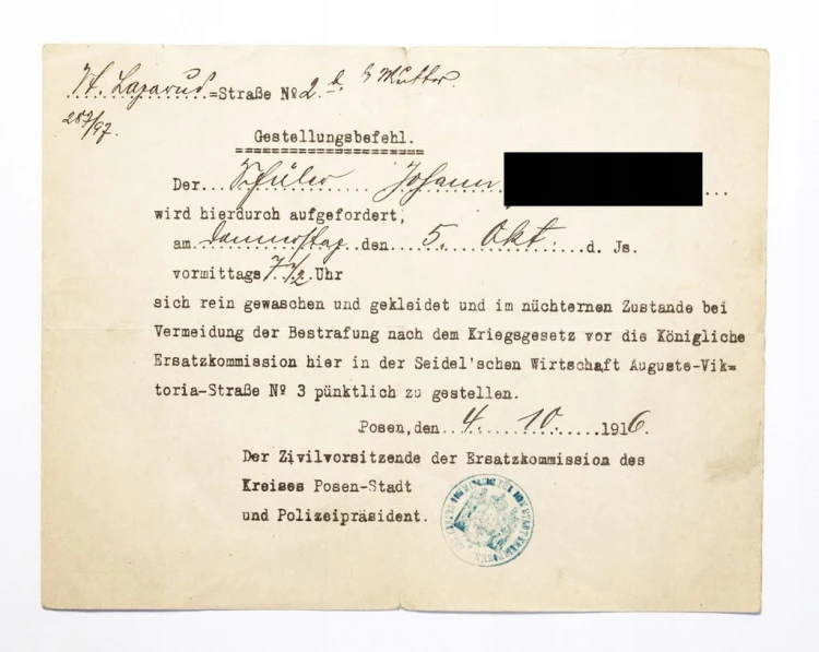 STARY DOKUMENT NIEMIECKI CYWILNO-PRAWNY, POZNAŃ 1916