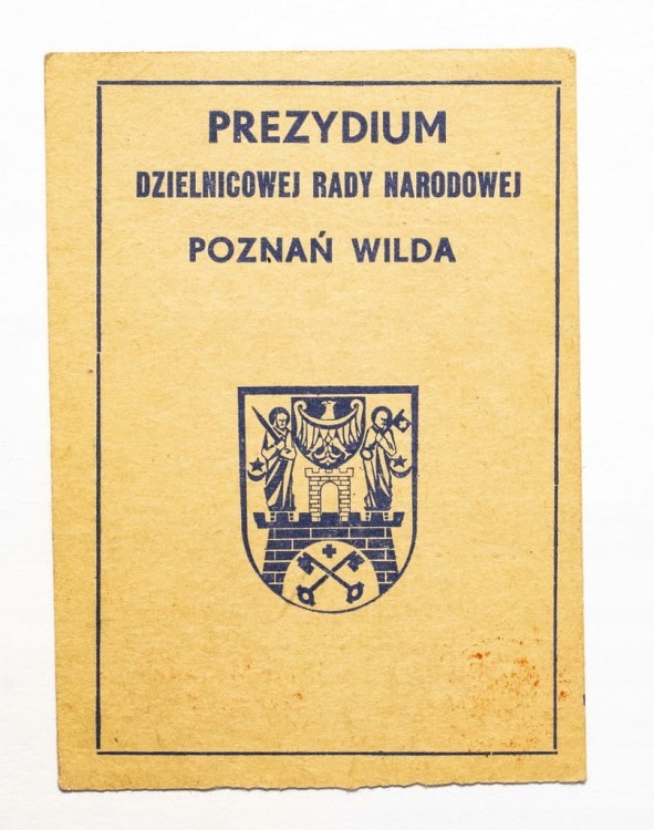 LEGITYMACJA PREZYDIUM DZIELNICOWEJ RADY NARODOWEJ POZNAŃ WILDA 1972