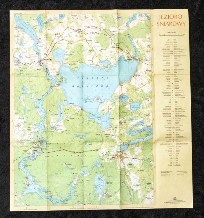 STARA MAPA TURYSTYCZNA - JEZIORO ŚNIARDWY 1987