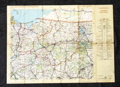STARA MAPA KRAJOZNAWCZO SAMOCHODOWA - WOJ. ELBLĄSKIE, OLSZTYŃSKIE 1978