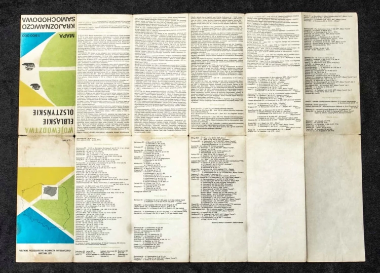 STARA MAPA KRAJOZNAWCZO SAMOCHODOWA - WOJ. ELBLĄSKIE, OLSZTYŃSKIE 1978