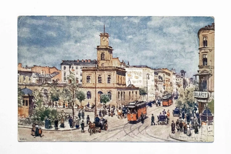 WARSZAWA - SALON KULIKOWSKIEGO, TRAMWAJ, BRYCZKI, pocz. XX w.