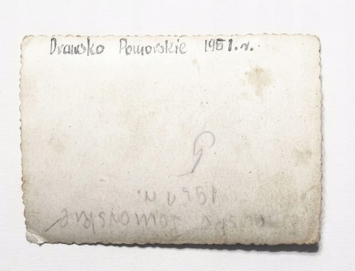 STARA FOTOGRAFIA - ŻOŁNIERZ LWP Z KOBIETĄ, DRAWSKO POMORSKIE 1951