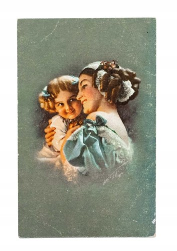 STARA POCZTÓWKA - MAMA Z CÓRKĄ, pocz. XX w.