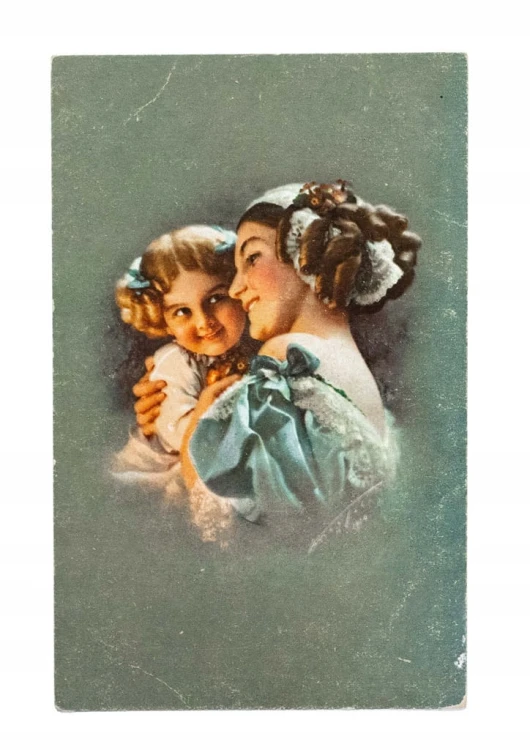 STARA POCZTÓWKA - MAMA Z CÓRKĄ, pocz. XX w.
