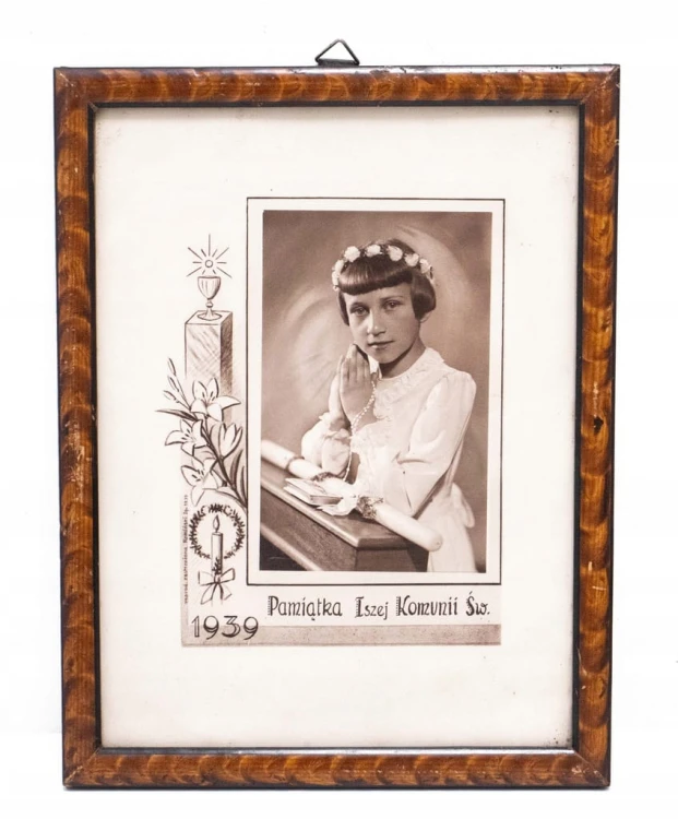 STARY OBRAZEK - PAMIĄTKA PIERWSZEJ KOMUNII ŚWIĘTEJ 1939