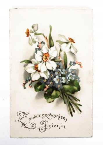 POCZTÓWKA IMIENINOWA - ŁÓDŹ / POZNAŃ (OSTRÓWEK) 1929
