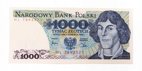 Polska, PRL (1944 - 1989), 1000 ZŁOTYCH 1.06.1982, seria HL