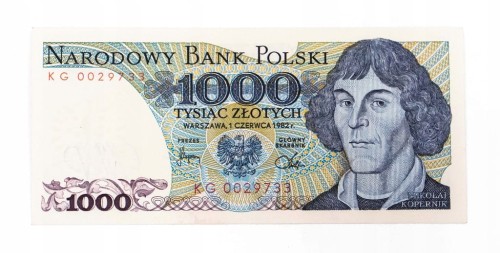 Polska, PRL (1944 - 1989), 1000 ZŁOTYCH 1.06.1982, seria KG