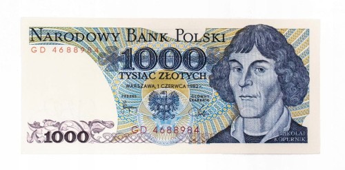 Polska, PRL (1944 - 1989), 1000 ZŁOTYCH 1.06.1982, seria GD