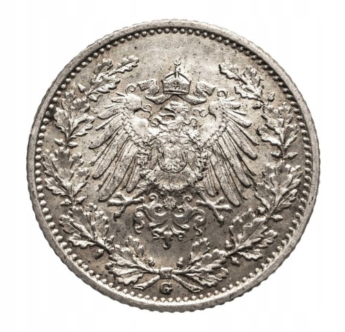 Niemcy, Cesarstwo Niemieckie (1871-1918), 1/2 marki 1916 G, Karlsruhe