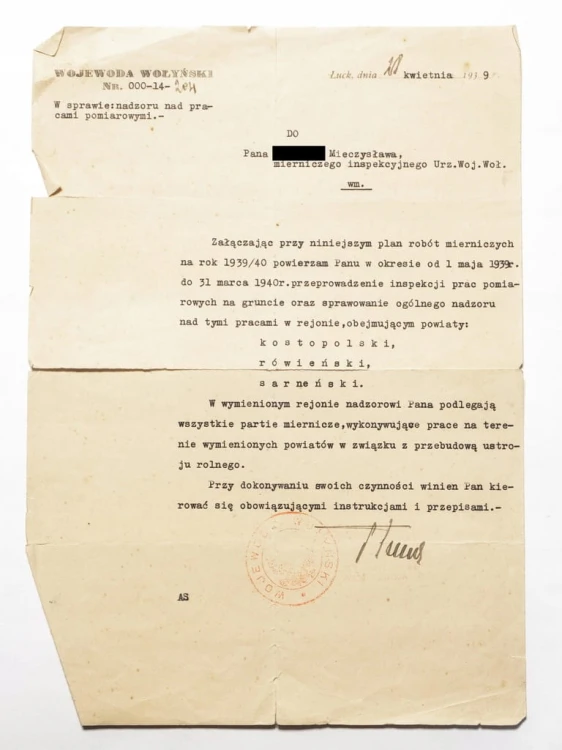 STARE PISMO - PLAN ROBÓT MIERNICZYCH, ŁUCK 1939