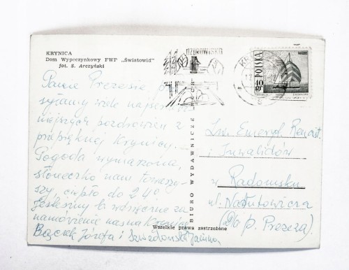 KRYNICA - DOM WYPOCZYNKOWY FWP ŚWIATOWID 1969