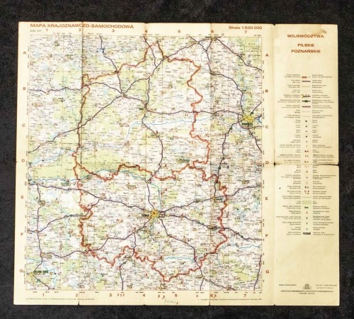STARA MAPA KRAJOZNAWCZO SAMOCHODOWA - WOJ. PILSKIE, POZNAŃSKIE