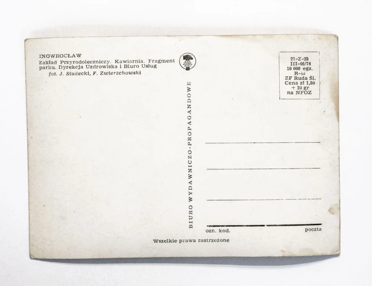 INOWROCŁAW - KAWIARNIA, PARK, UZDROWISKO, ZAKŁAD PRZYRODNICZY l. 70
