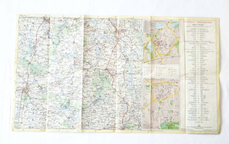 STARA MAPA TURYSTYCZNA POJEZIERZE GNIEŹNIEŃSKIE 1984