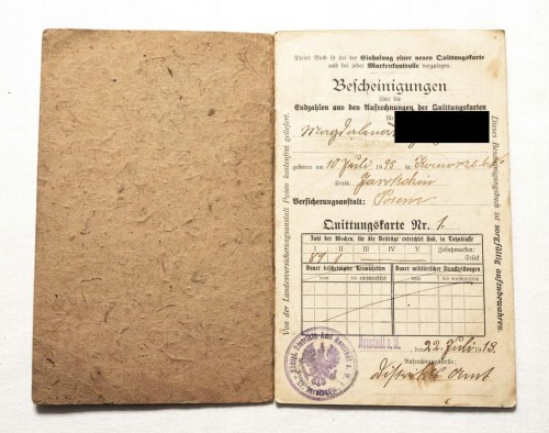 STARY DOKUMENT - CERTYFIKAT UBEZPIECZENIA, JAROCIN / POZNAŃ 1919