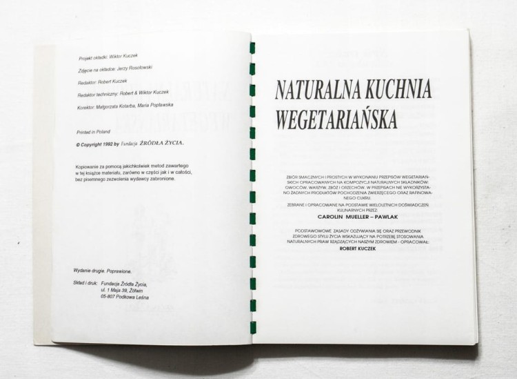STARA KSIĄŻKA NATURALNA KUCHNIA WEGETARIAŃSKA 1992