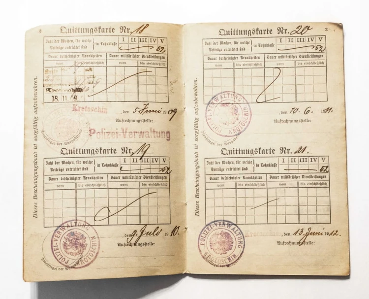STARY DOKUMENT - BESCHEINIGUNGEN, POLICJA KROTOSZYN 1909 - 1918