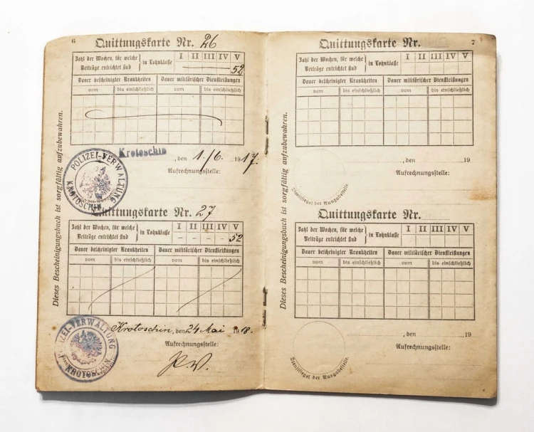 STARY DOKUMENT - BESCHEINIGUNGEN, POLICJA KROTOSZYN 1909 - 1918