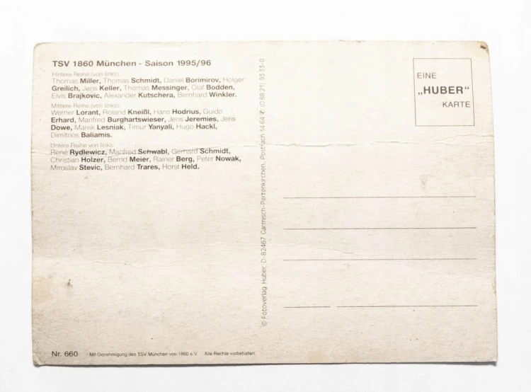 STARA POCZTÓWKA TSV 1860 MUNCHEN 1995