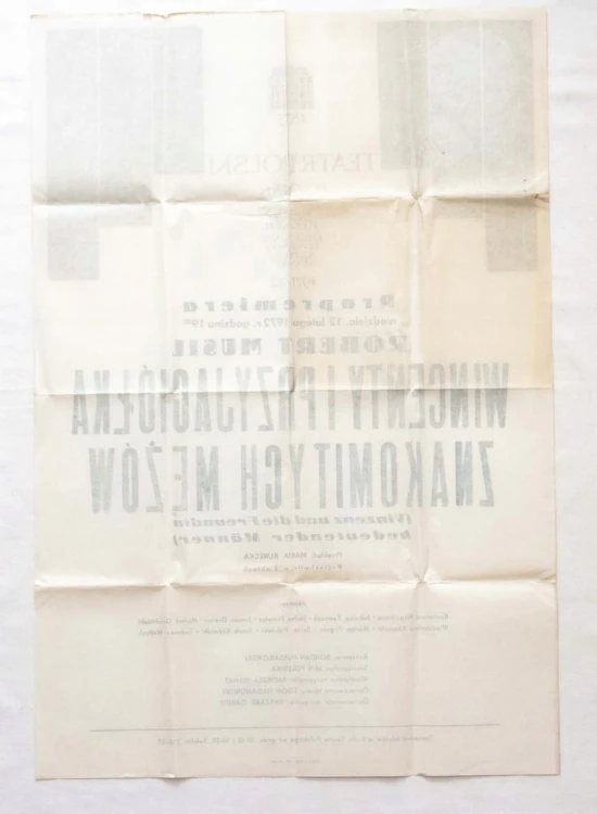 STARY PLAKAT TEATR POZNAŃ - WINCENTY I PRZYJACIÓŁKA ZNAKOMITYCH MĘŻÓW 1972